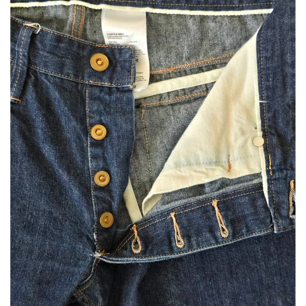 Timberland Mens 34 White Oak Cone Denim Straight‎ Leg Jeans Dark Wash Blue